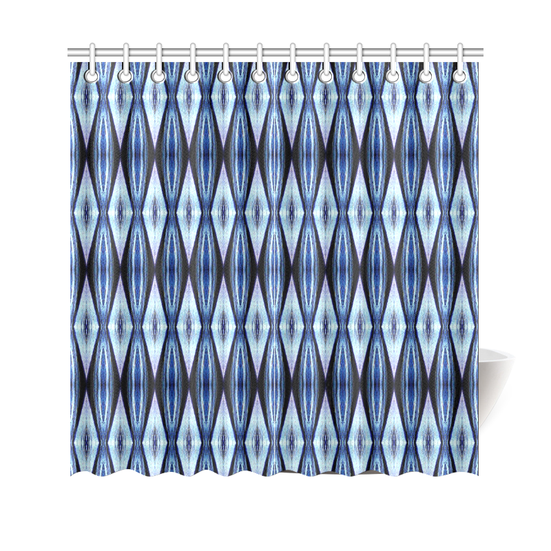 Blue White Diamond Pattern Shower Curtain 69"x70"