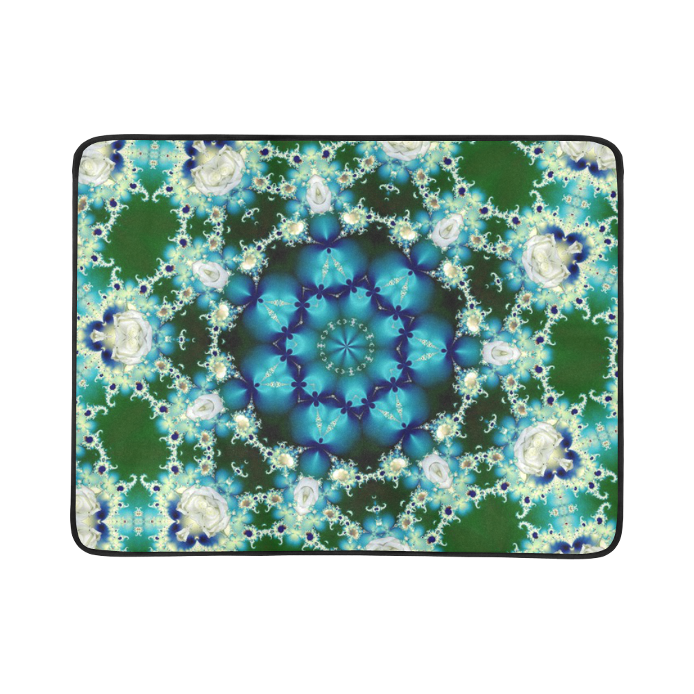 FRACTAL: Frost Covered Roses Beach Mat 78"x 60"