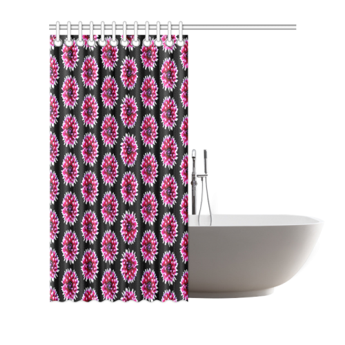 Dahlias Pattern in Pink, Red Shower Curtain 72"x72"