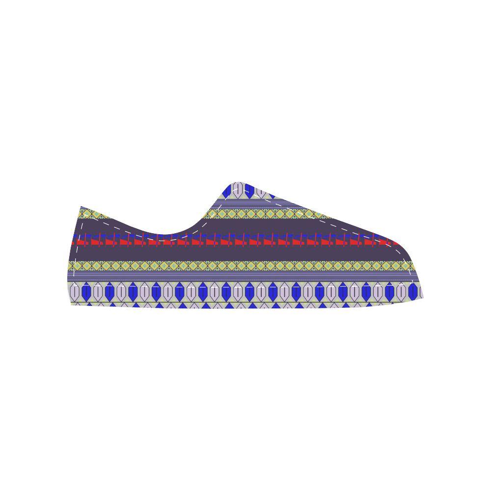 Colorful Geometric Horizontal Pattern Men's Classic Canvas Shoes (Model 018)