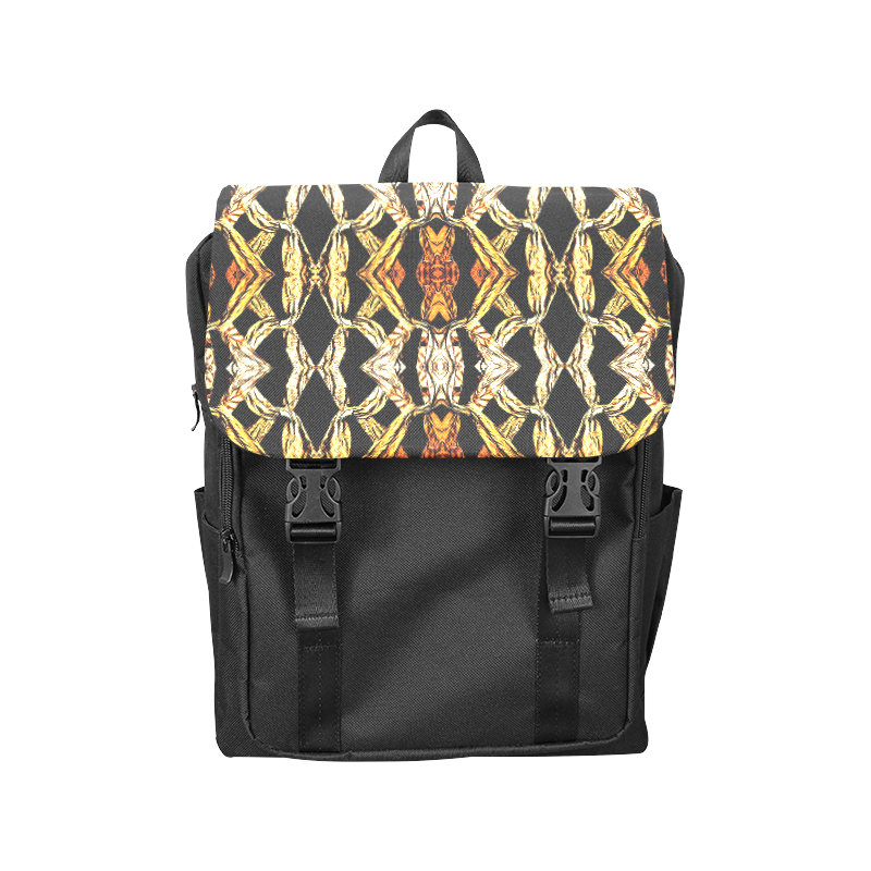 Elegant Oriental Pattern Black Gold Casual Shoulders Backpack (Model 1623)