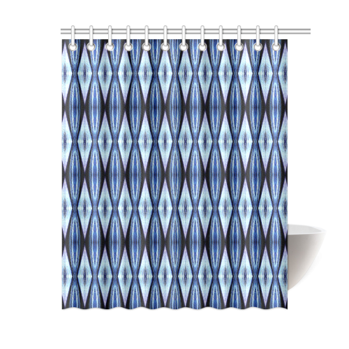 Blue White Diamond Pattern Shower Curtain 60"x72"