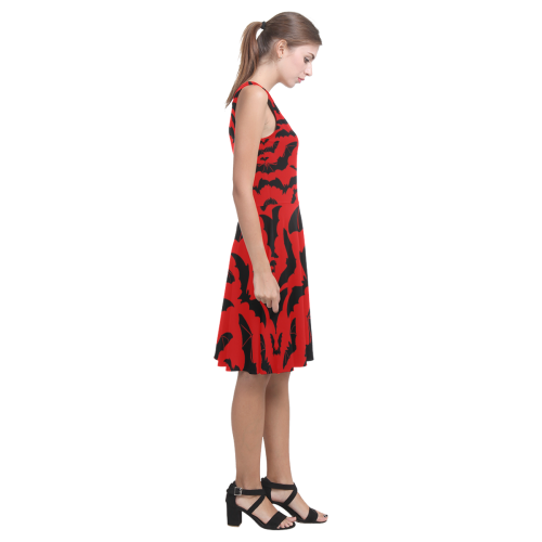 Casual sundress - model D04 Bats - Red Atalanta Casual Sundress(Model D04)