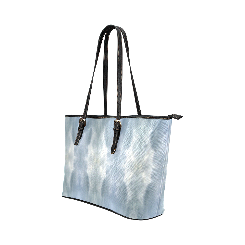 Ice Crystals Abstract Pattern Leather Tote Bag/Small (Model 1651)