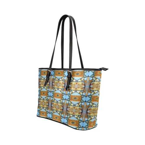 Columns Stone Pattern Leather Tote Bag/Small (Model 1651)