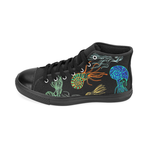 ammonites at night high top men's Men’s Classic High Top Canvas Shoes /Large Size (Model 017)