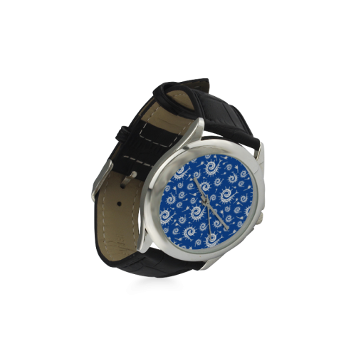 Blue Funky Bugs Women's Classic Leather Strap Watch(Model 203)
