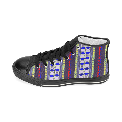 Colorful Geometric Horizontal Pattern Women's Classic High Top Canvas Shoes (Model 017)