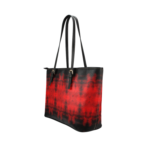 Red Black Gothic Pattern Leather Tote Bag/Large (Model 1651)