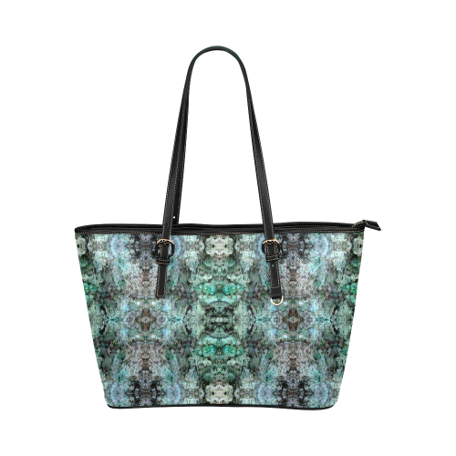 Green Black Gothic Pattern Leather Tote Bag/Large (Model 1651)