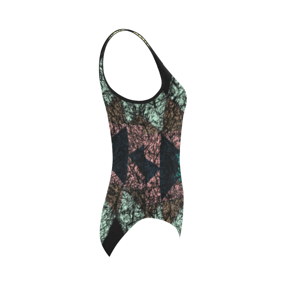 Outworn Tribal Aztek Pattern Vest One Piece Swimsuit (Model S04)