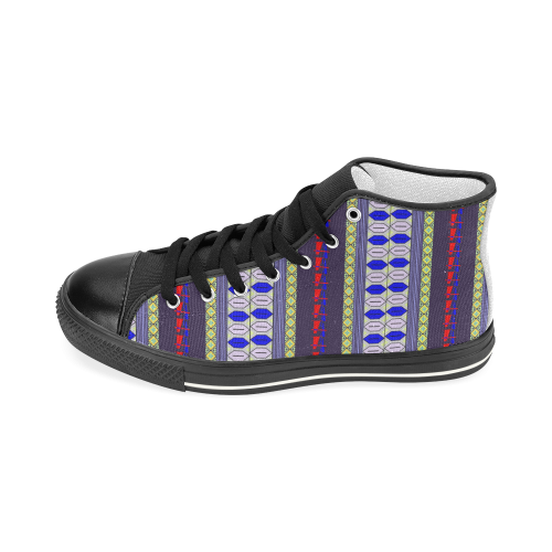 Colorful Geometric Horizontal Pattern Men’s Classic High Top Canvas Shoes (Model 017)