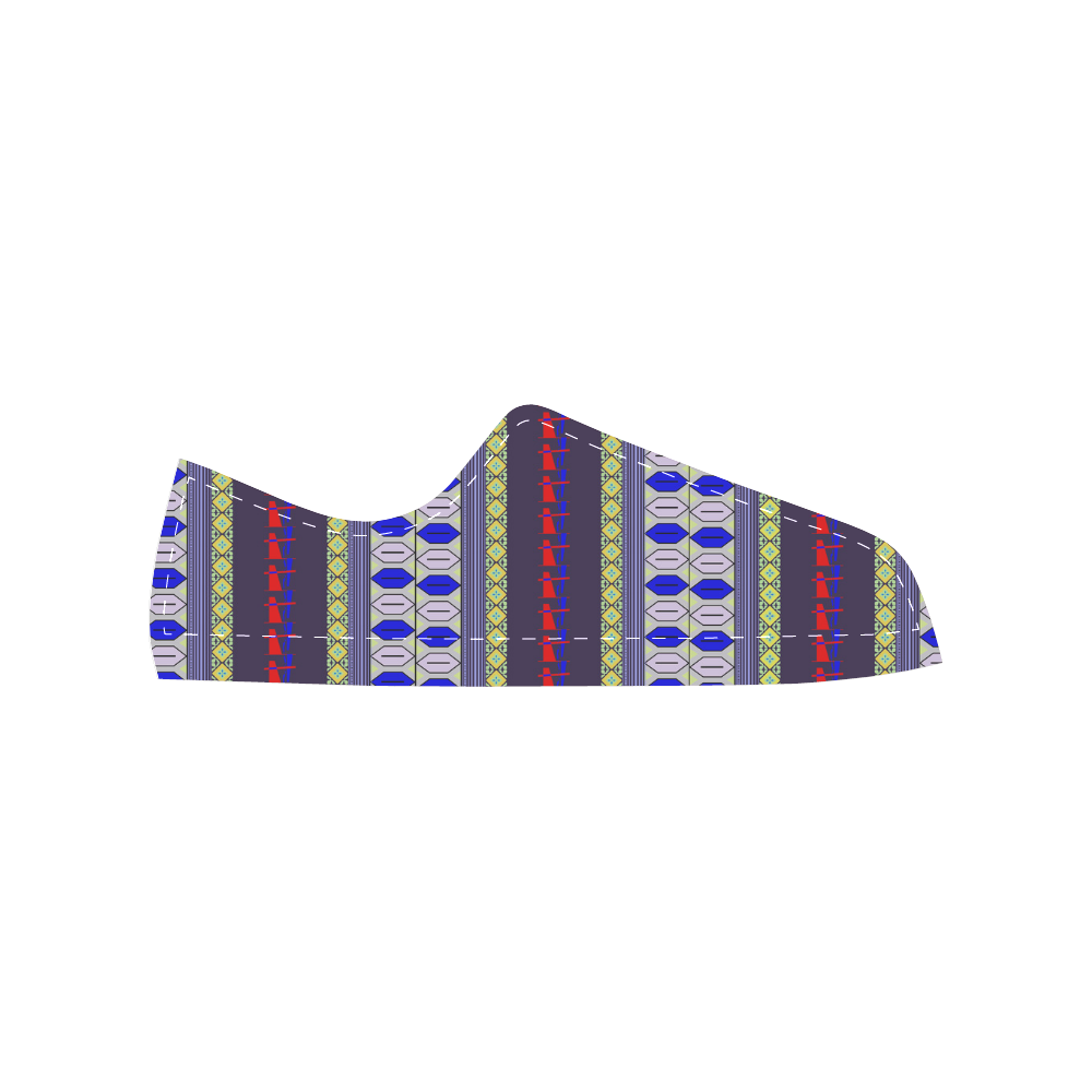 Colorful Geometric Horizontal Pattern Women's Classic Canvas Shoes (Model 018)