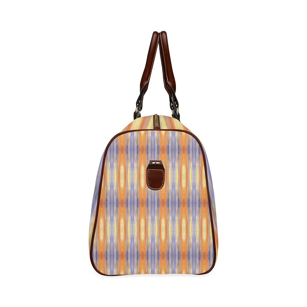 Gray Orange Stripes Pattern Waterproof Travel Bag/Small (Model 1639)