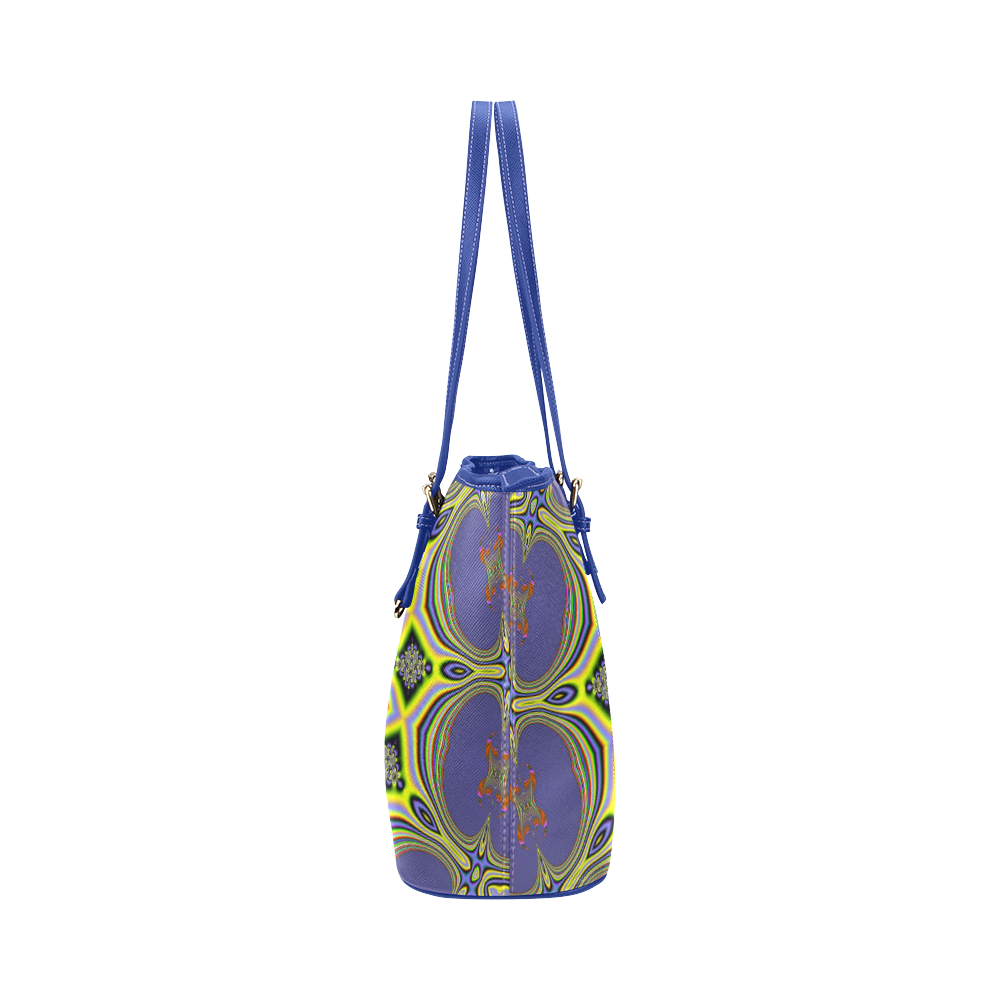 Fractal Kaleidoscope Mandala Flower Abstract 10 Leather Tote Bag/Small (Model 1651)