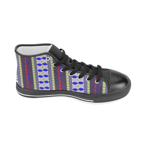 Colorful Geometric Horizontal Pattern Men’s Classic High Top Canvas Shoes (Model 017)