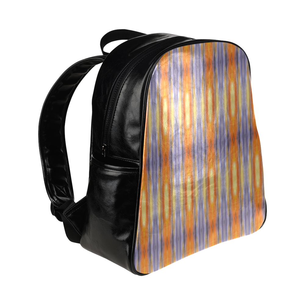 Gray Orange Stripes Pattern Multi-Pockets Backpack (Model 1636)