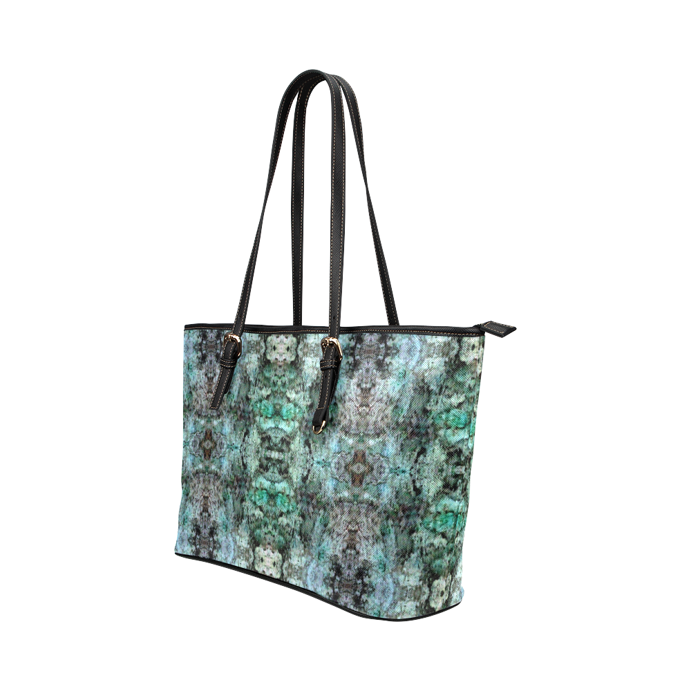 Green Black Gothic Pattern Leather Tote Bag/Large (Model 1651)