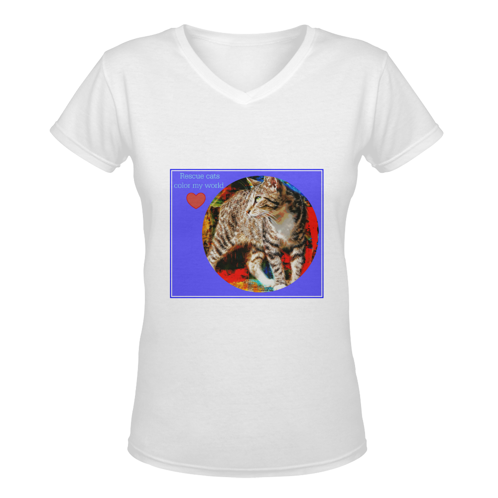 "Rescues Color My World" Women's Deep V-neck T-shirt (Model T19)