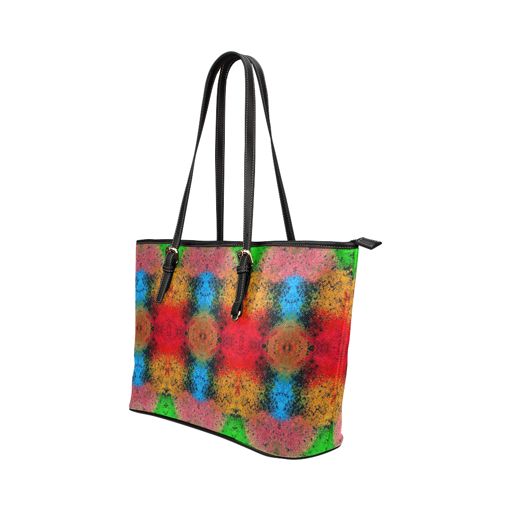 Colorful Goa Tapestry Painting Leather Tote Bag/Large (Model 1651)