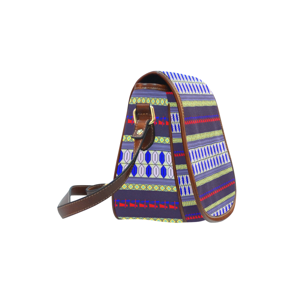 Colorful Geometric Horizontal Pattern Saddle Bag/Small (Model 1649) Full Customization