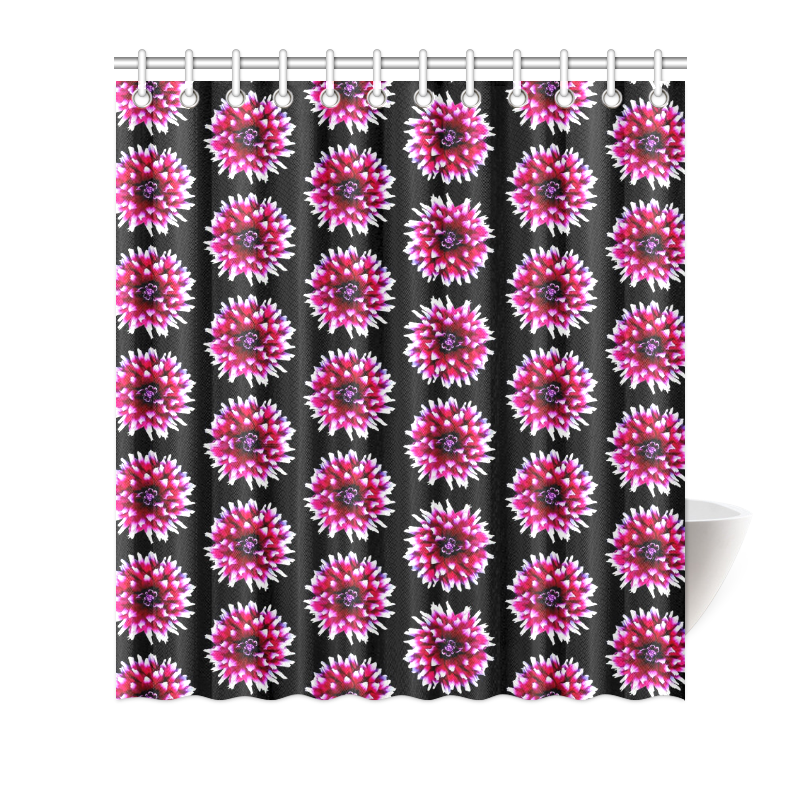 Dahlias Pattern in Pink, Red Shower Curtain 66"x72"