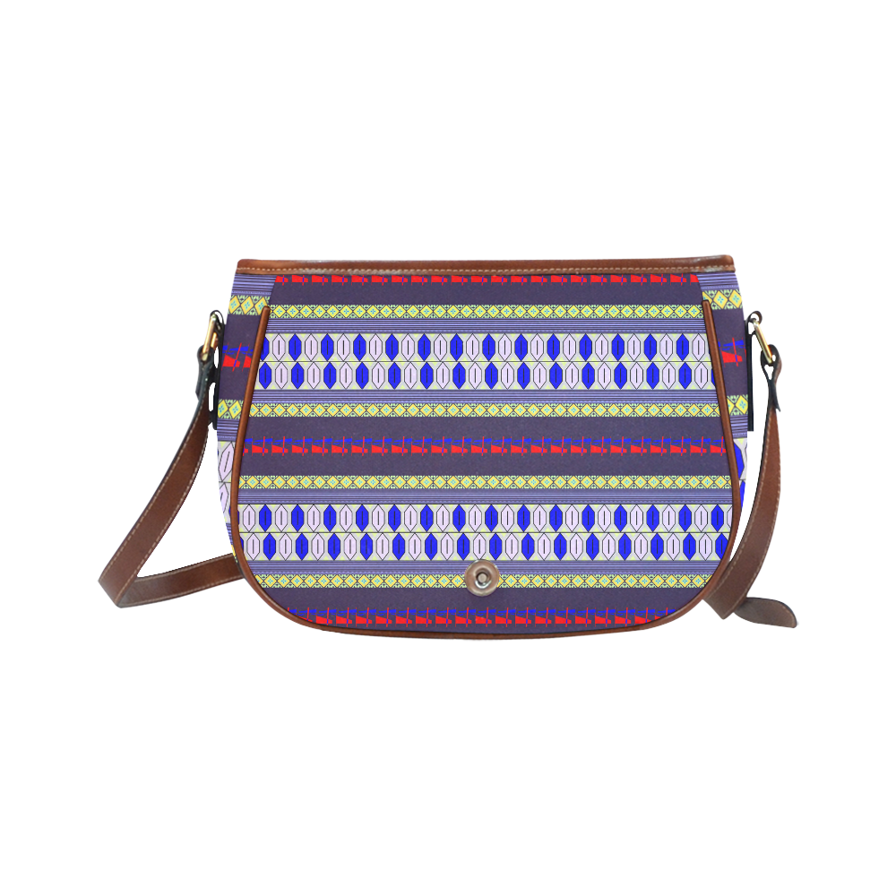 Colorful Geometric Horizontal Pattern Saddle Bag/Large (Model 1649)