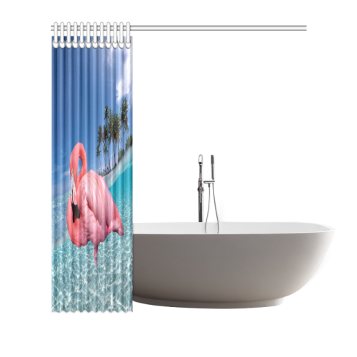 Flamingo and Palms Shower Curtain 72"x72"