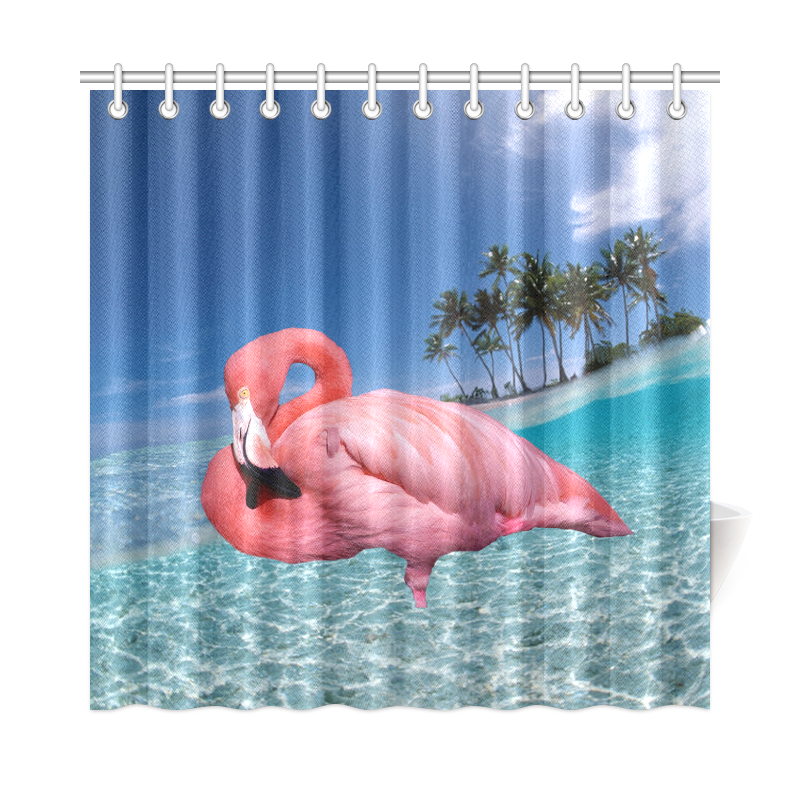 Flamingo and Palms Shower Curtain 72"x72"
