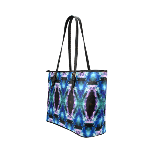 Blue, Light Blue, Metallic Diamond Pattern Leather Tote Bag/Large (Model 1651)