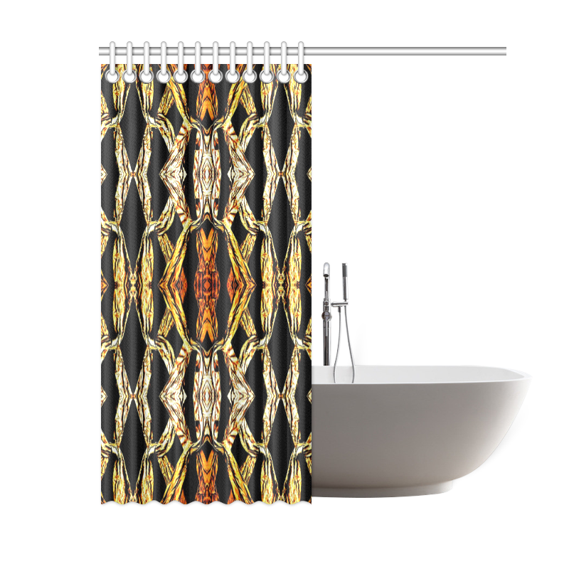 Elegant Oriental Pattern Black Gold Shower Curtain 60"x72"