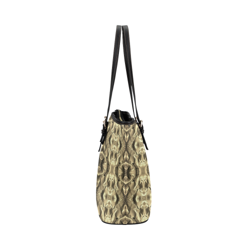 Gold Fabric Pattern Design Leather Tote Bag/Large (Model 1651)