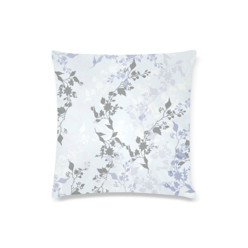 Branches with leaves only very pale blue Custom Zippered Pillow Case 16"x16"(Twin Sides)