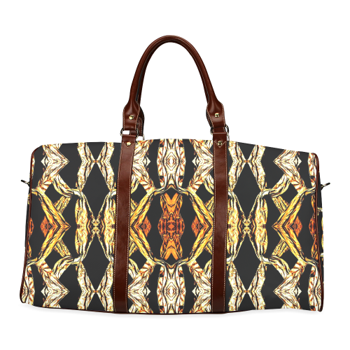 Elegant Oriental Pattern Black Gold Waterproof Travel Bag/Small (Model 1639)
