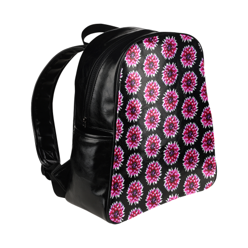 Dahlias Pattern in Pink, Red Multi-Pockets Backpack (Model 1636)