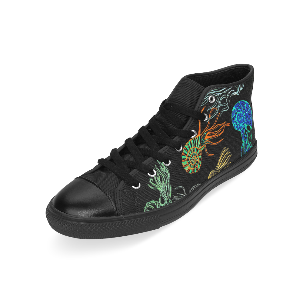 ammonites at night high top men's Men’s Classic High Top Canvas Shoes /Large Size (Model 017)