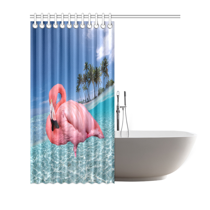 Flamingo and Palms Shower Curtain 72"x72"