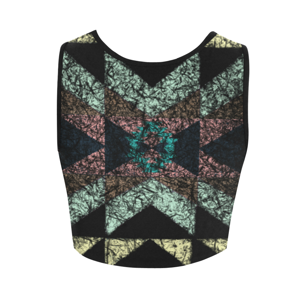 Outworn Tribal Aztec Pattern Women's Crop Top (Model T42)