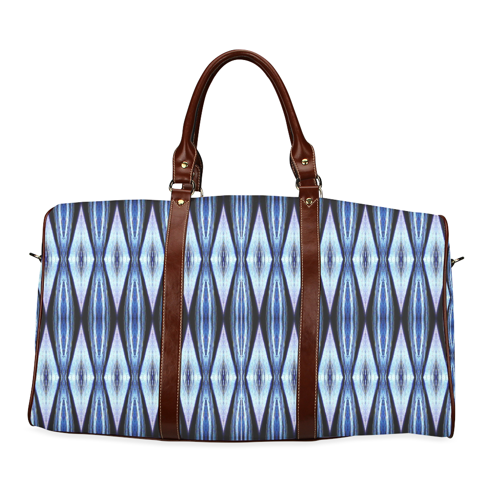 Blue White Diamond Pattern Waterproof Travel Bag/Small (Model 1639)