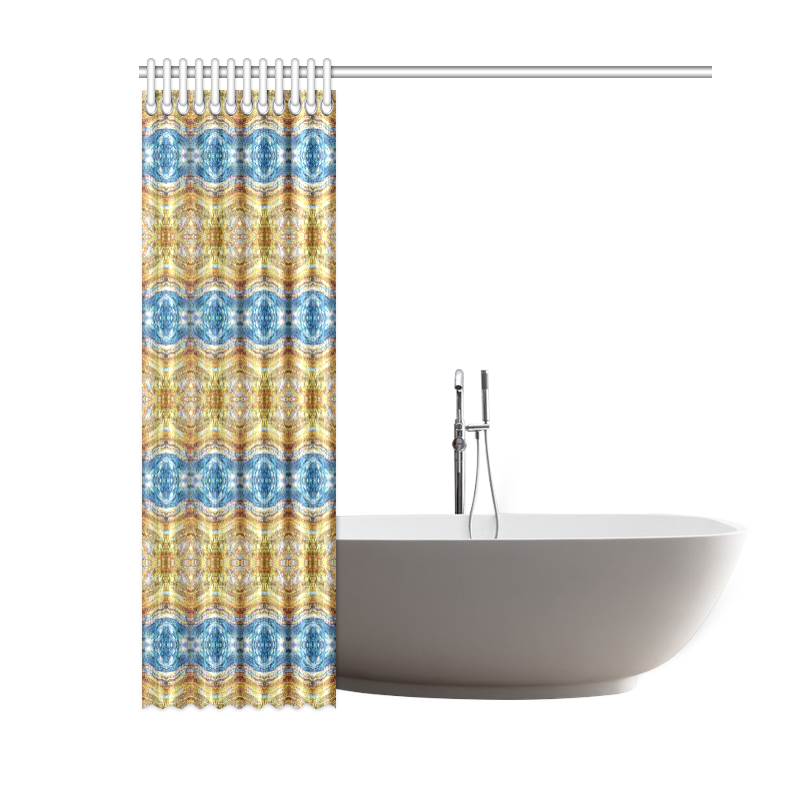Gold and Blue Elegant Pattern Shower Curtain 60"x72"
