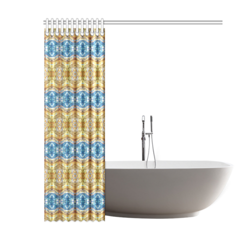 Gold and Blue Elegant Pattern Shower Curtain 60"x72"
