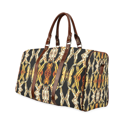 Elegant Oriental Pattern Black Gold Waterproof Travel Bag/Large (Model 1639)