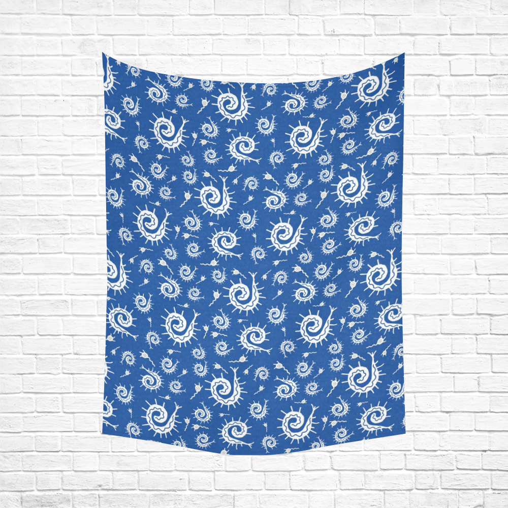 Blue Funky Bugs Cotton Linen Wall Tapestry 60"x 80"