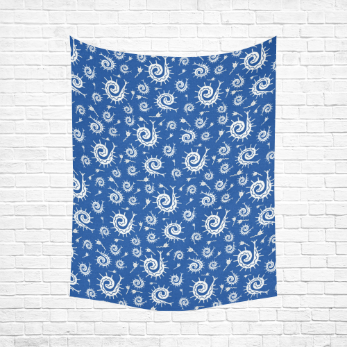Blue Funky Bugs Cotton Linen Wall Tapestry 60"x 80"