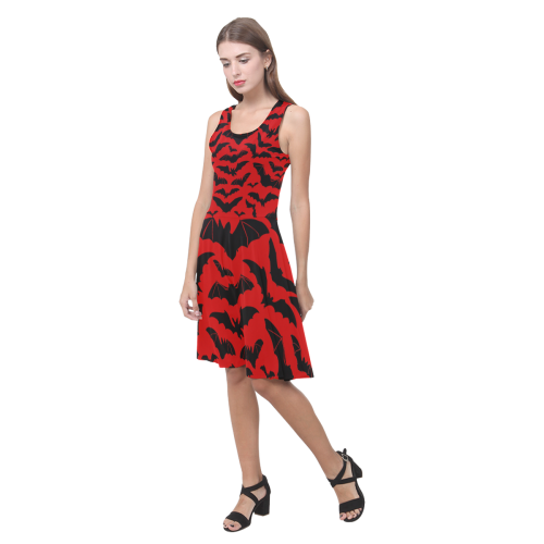 Casual sundress - model D04 Bats - Red Atalanta Casual Sundress(Model D04)