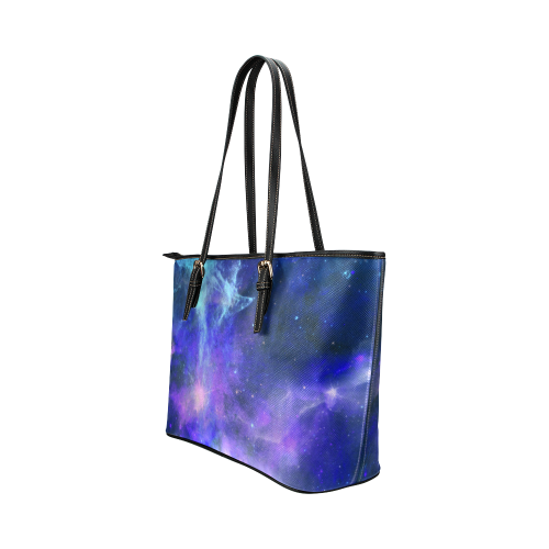 Blue Galaxy Leather Tote Bag/Large (Model 1651)