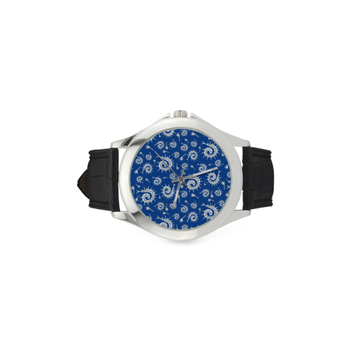 Blue Funky Bugs Women's Classic Leather Strap Watch(Model 203)