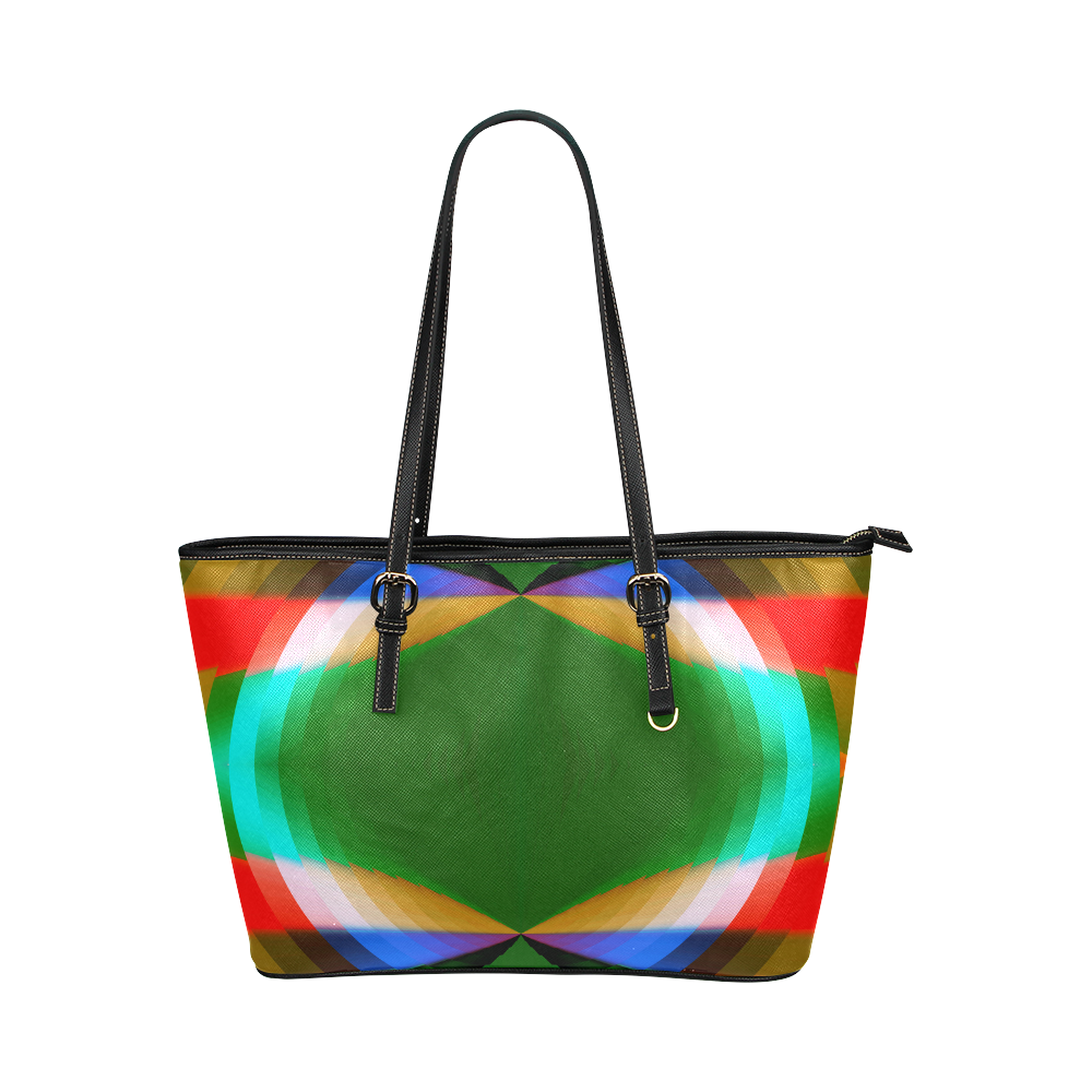 Multicolor Shimmering Fractal Design Leather Tote Bag/Small (Model 1651)