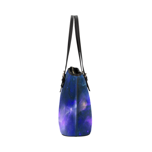 Blue Galaxy Leather Tote Bag/Large (Model 1651)