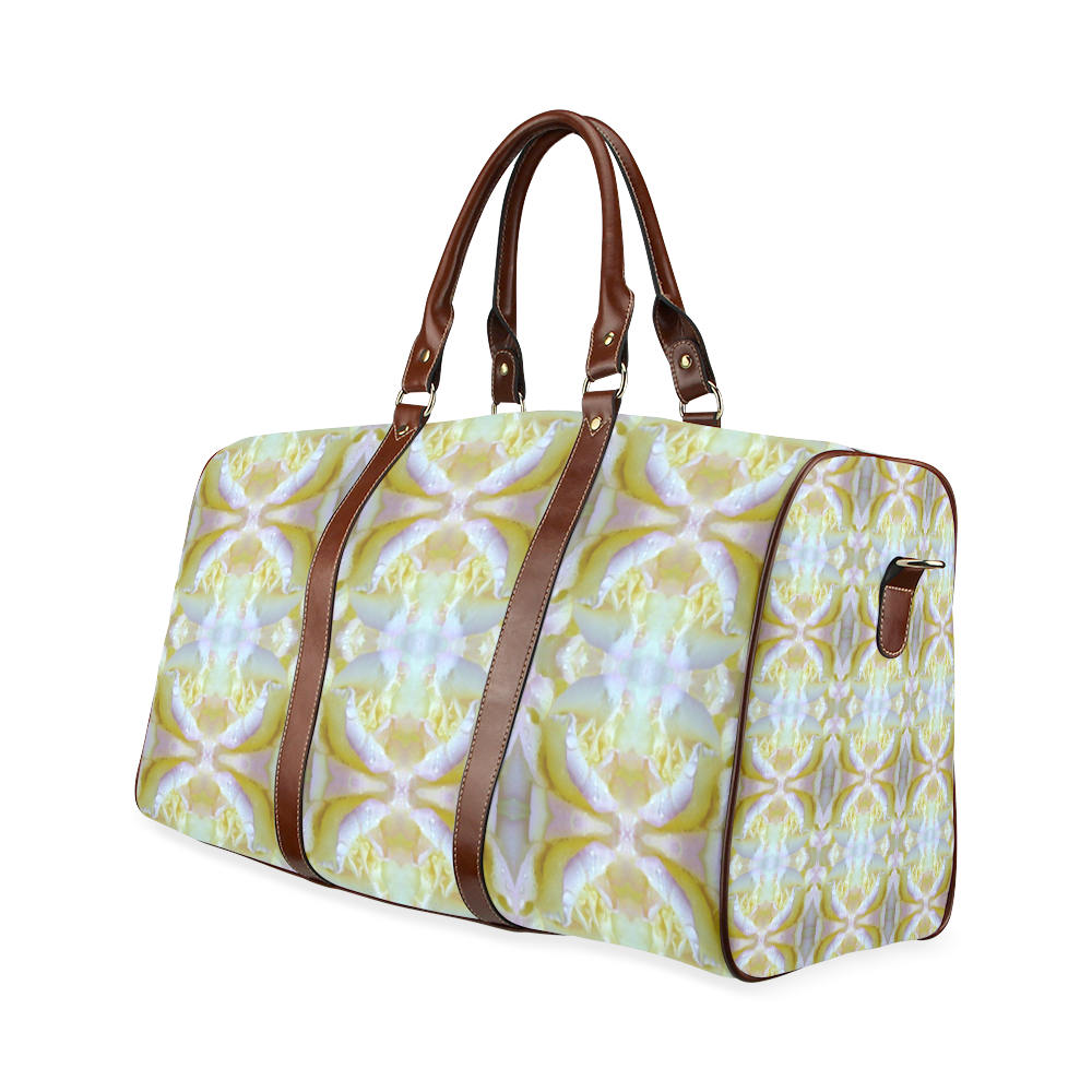 White Yellow  Pattern Waterproof Travel Bag/Small (Model 1639)